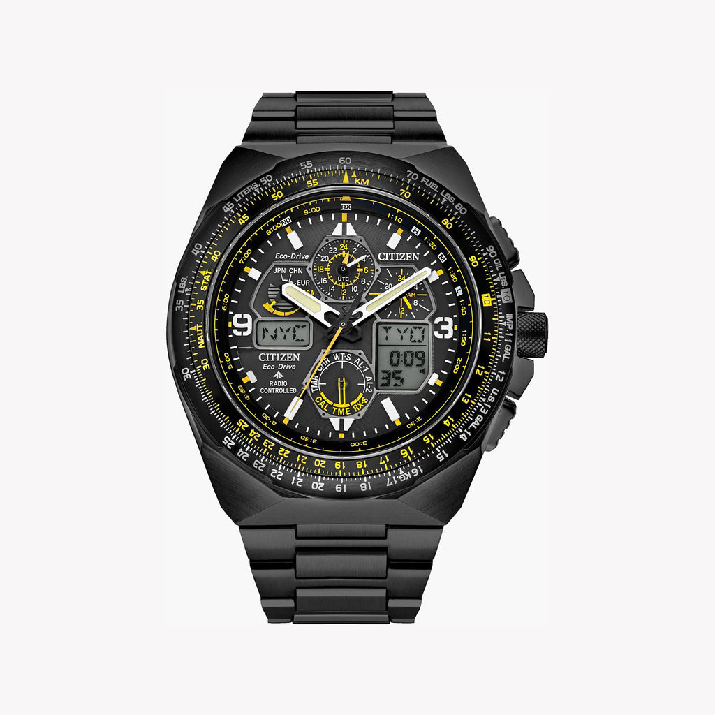 CITIZEN JY8127-59E MASTERFUL PRECISION - BLACK STAINLESS STEEL MEN'S WATCH with Chronograph & World Time