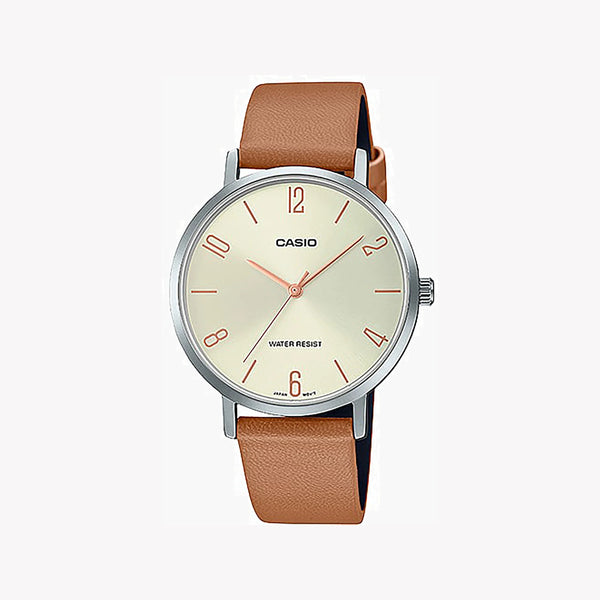 Casio Ltp-Vt01l-5budf Timeless Elegance - Classic Women's Watch With Silver Case And Brown Leather Band by i-watch