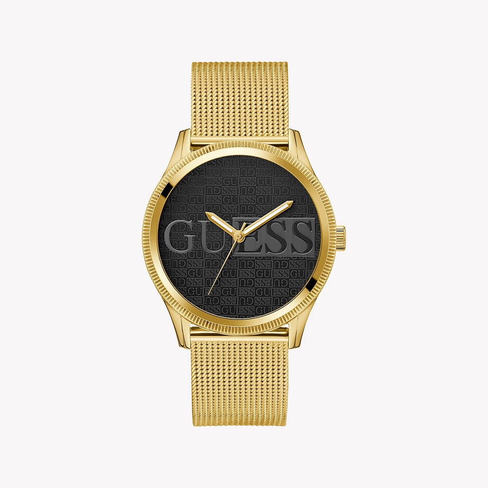 Guess Men's Gold Mesh Watch, Black Dial | Gw0710g2 by i-watch