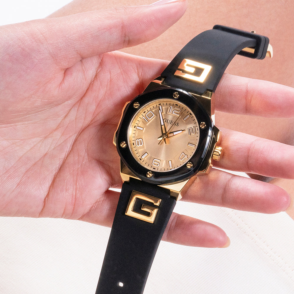 GUESS GW0555L2 MODERN CHIC - ELEGANT GOLD & BLACK WOMEN'S WATCH WITH CHAMPAGNE DIAL-i-Watch-4