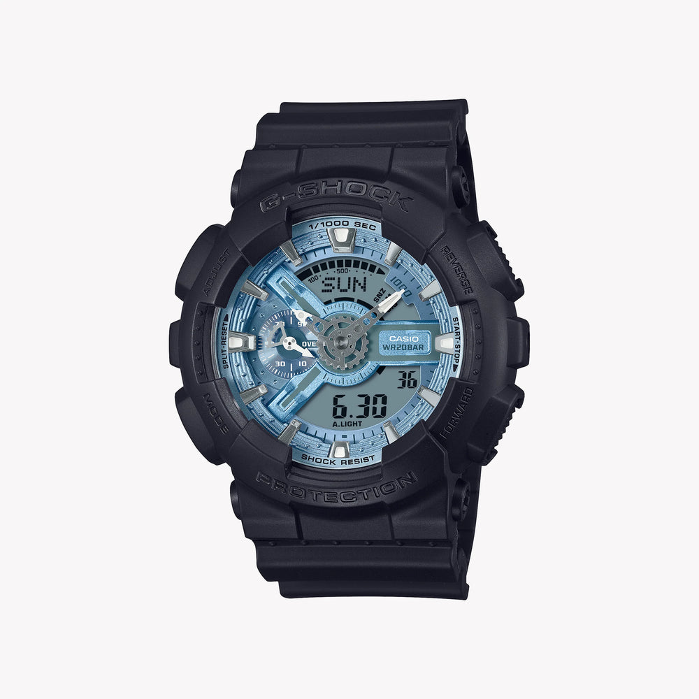 Casio Men's Black & Blue Resin Watch, Shock Resistant | Ga-110cd-1a2e by i-watch