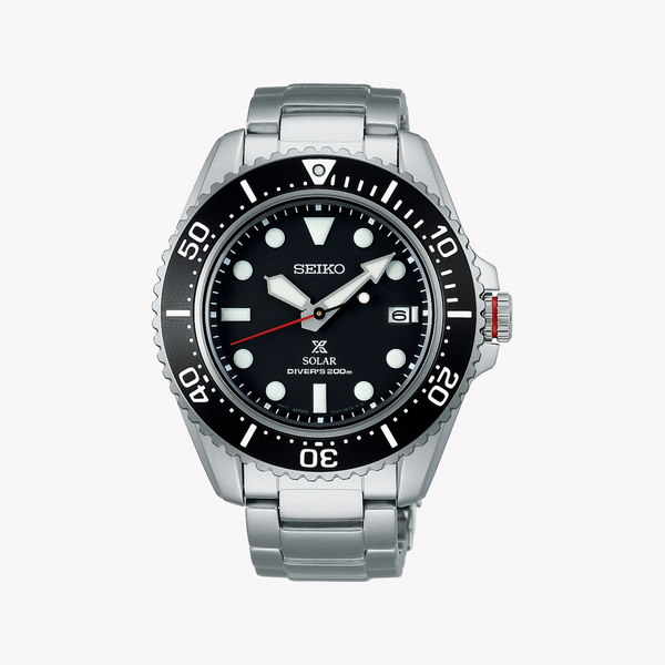 Seiko Prospex Men's Black Stainless Steel, Silver Band | Sne589p1