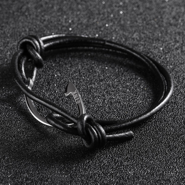 Zink Men's Black & Silver Stainless Steel & Leather Bracelet | Zjbc024lpb