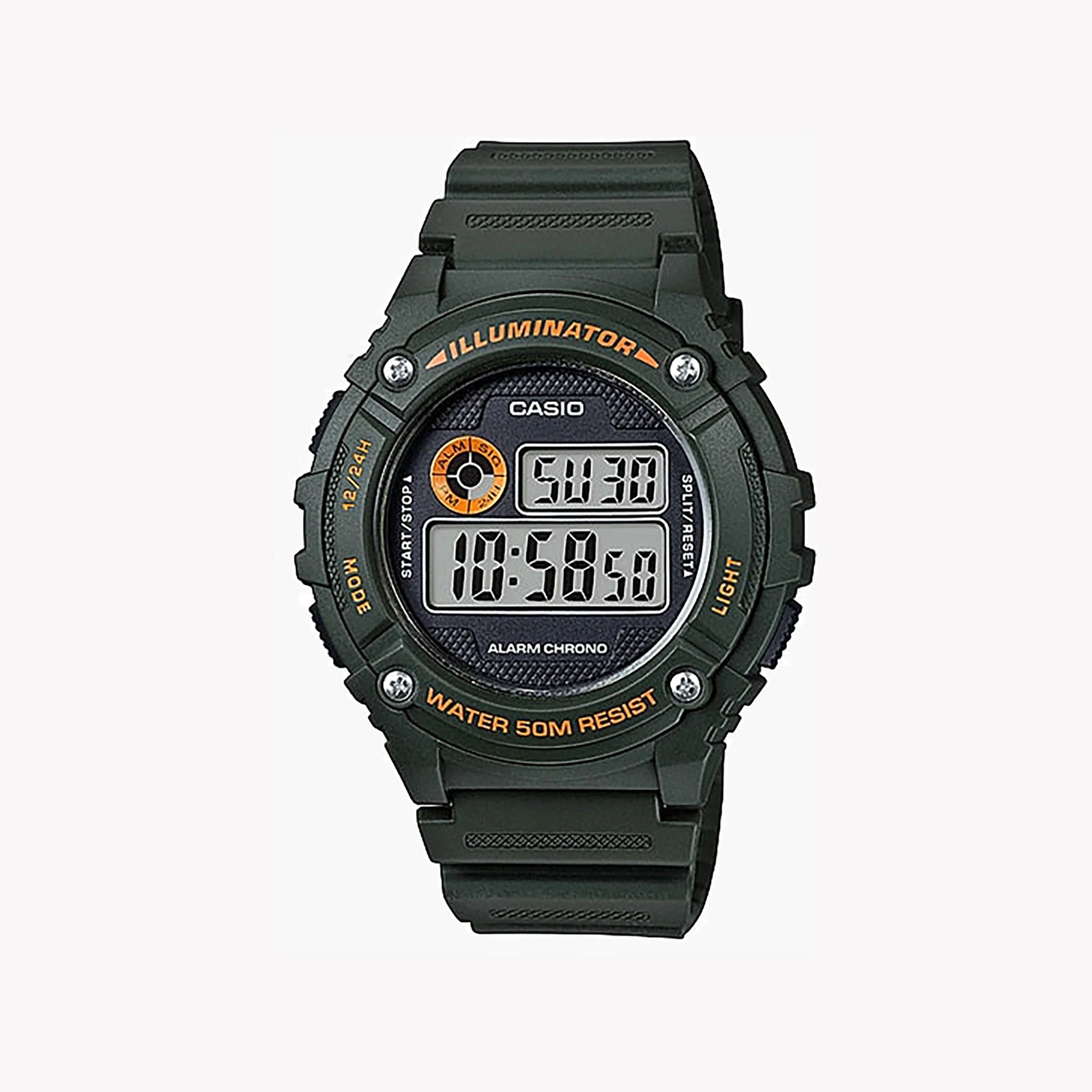 Casio W-216h-3bvdf Adventure Ready - Stylish Green Resin Men's Watch With Digital Display by i-watch