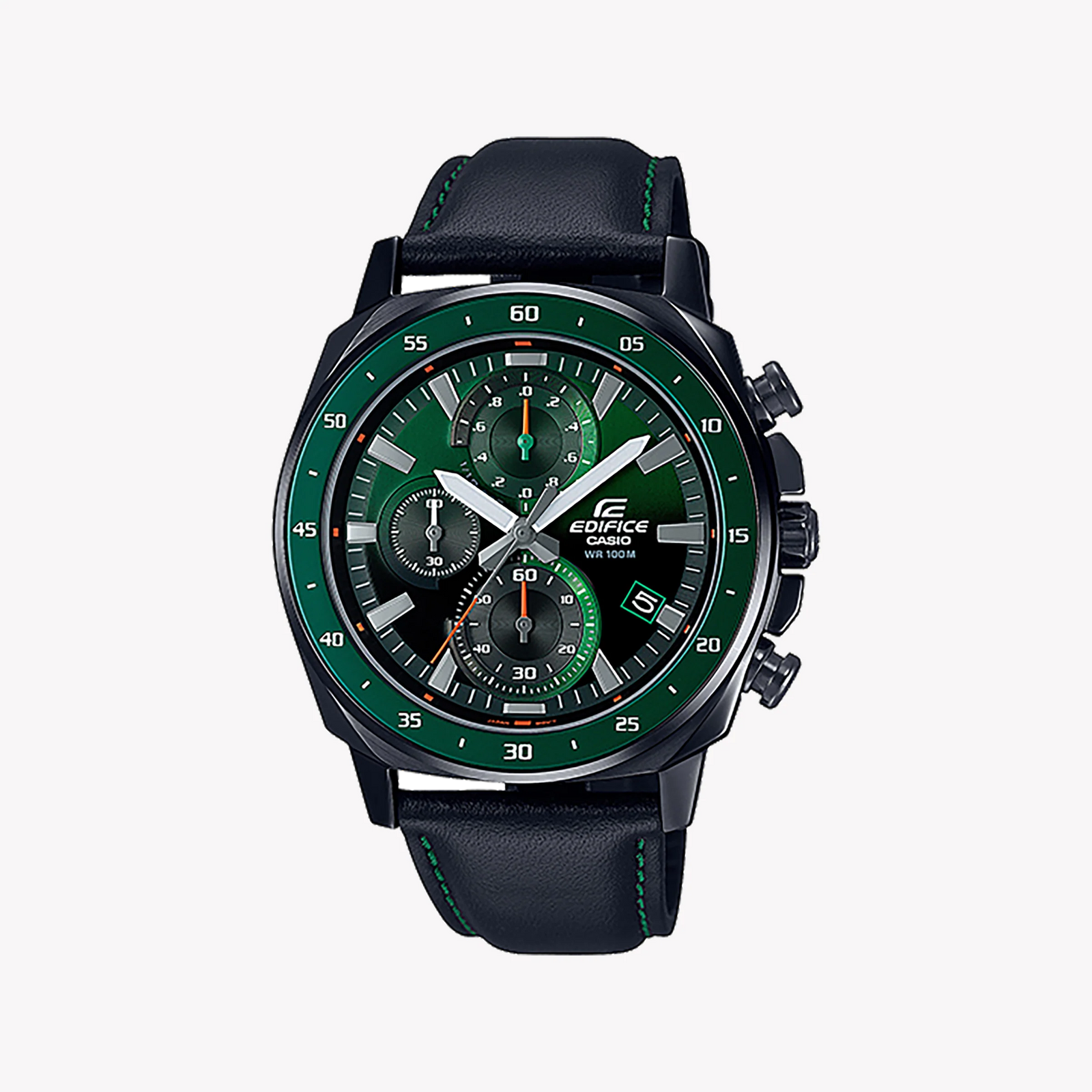 Casio Edifice Efv-600cl-3avudf - Sporty Elegance Men's Watch With Black Leather BAnd and Green Dial by i-watch