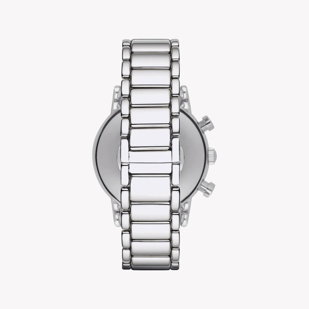 EMPORIO ARMANI AR1853 - BOLD SOPHISTICATION MEN'S WATCH WITH SILVER STAINLESS STEEL BAND & BLACK DIAL-i-Watch-3