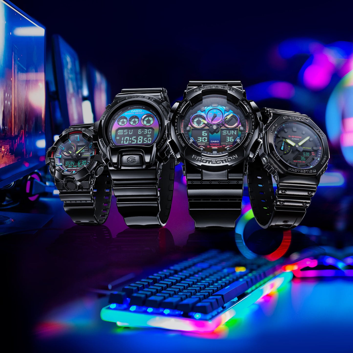 CASIO G-SHOCK DW-6900RGB-1 OVERSIZE - VIRTUAL BLACK RAINBOW SERIE Men's Watch