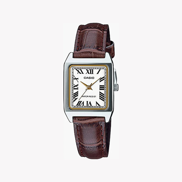 Casio Women's Silver Stainless Steel Watch, Brown Leather | Mod.Tank by i-watch
