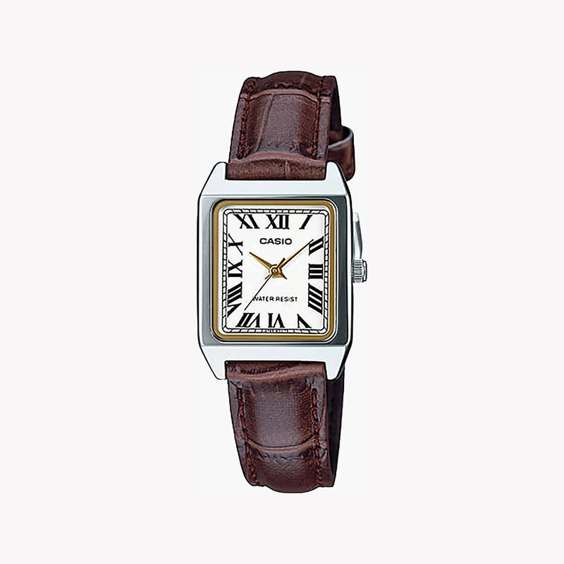 Casio Women's Silver Stainless Steel Watch, Brown Leather | Mod.Tank by i-watch