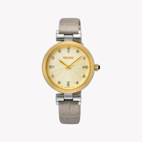 Seiko Women's Gold Stainless Steel, Grey Leather | Srz546p1 by i-watch