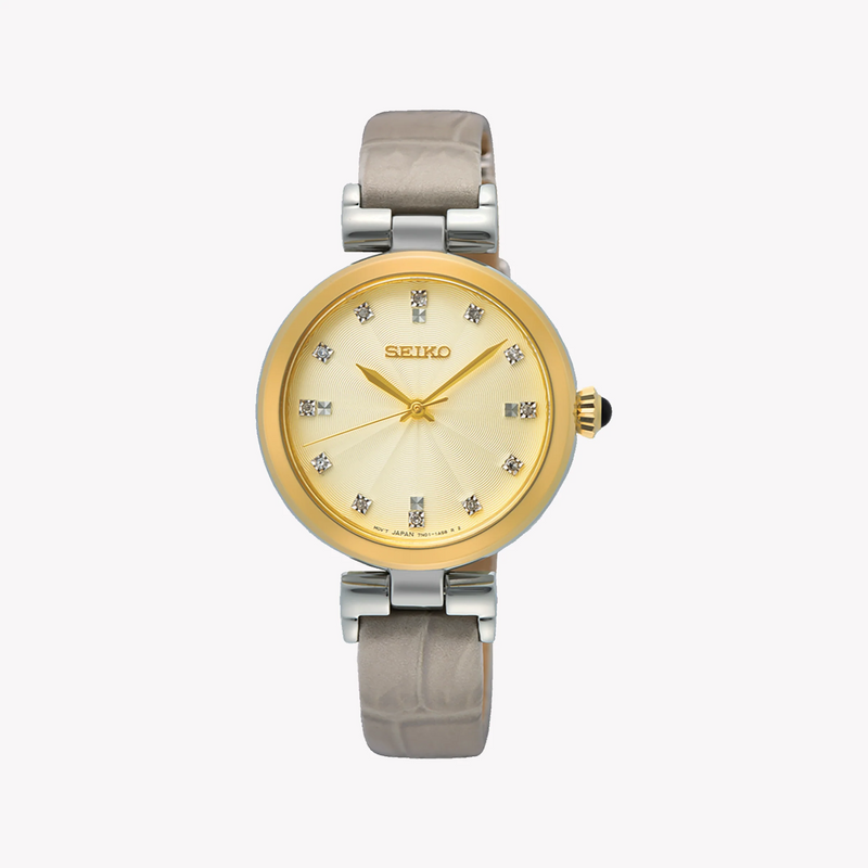 Seiko Women's Gold Stainless Steel, Grey Leather | Srz546p1 by i-watch
