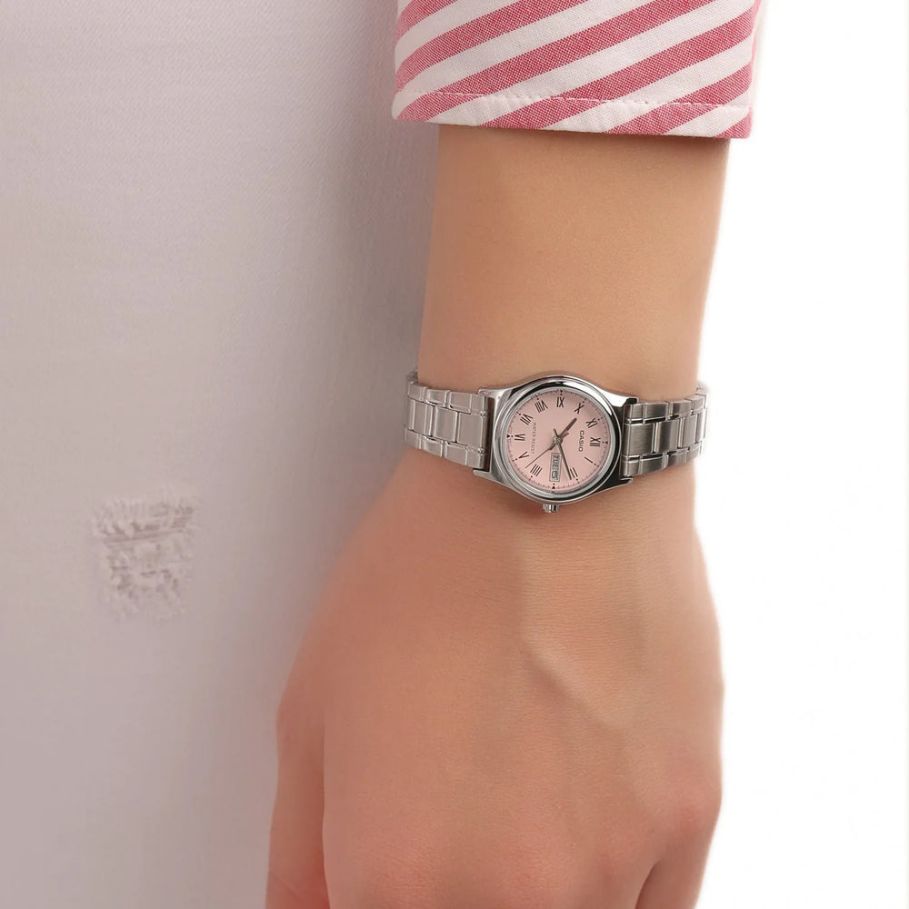 Casio Women's Silver Watch, Rose Dial | Ltp-V006d-4b by i-watch