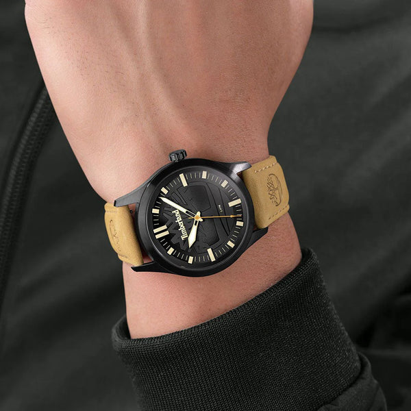Timberland Men's Black Stainless Steel Watch, Beige Leather | Tdwga0068601 by i-watch