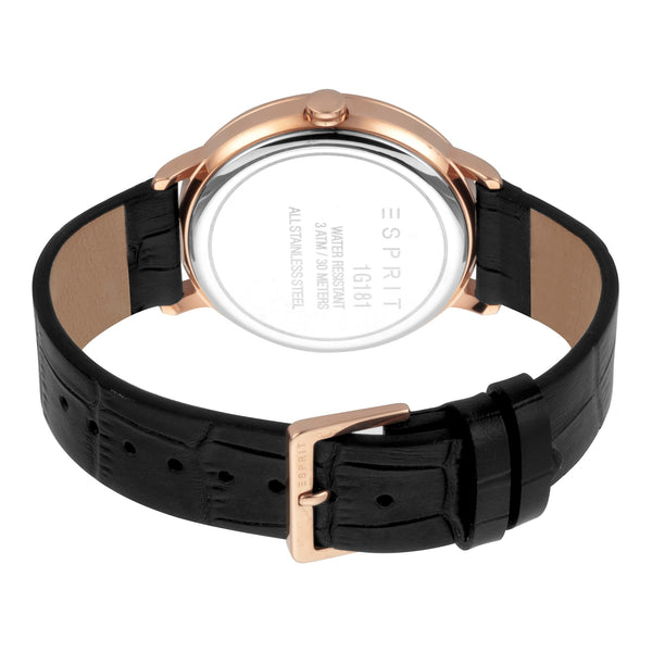 Esprit Black Leather & Rose Gold Men's Watch - Timeless Style & Durability by i-watch