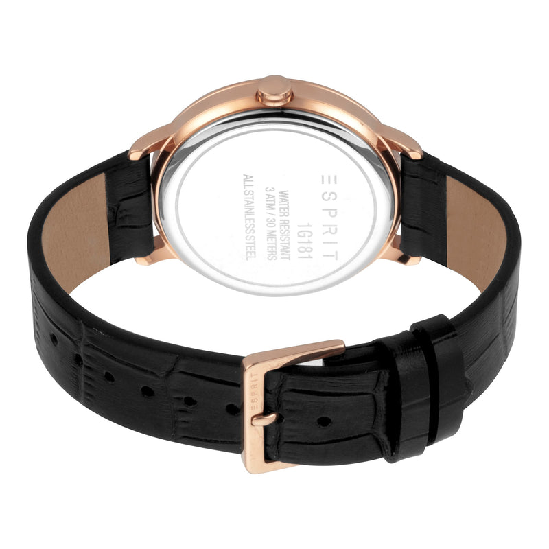 Esprit Black Leather & Rose Gold Men's Watch - Timeless Style & Durability by i-watch