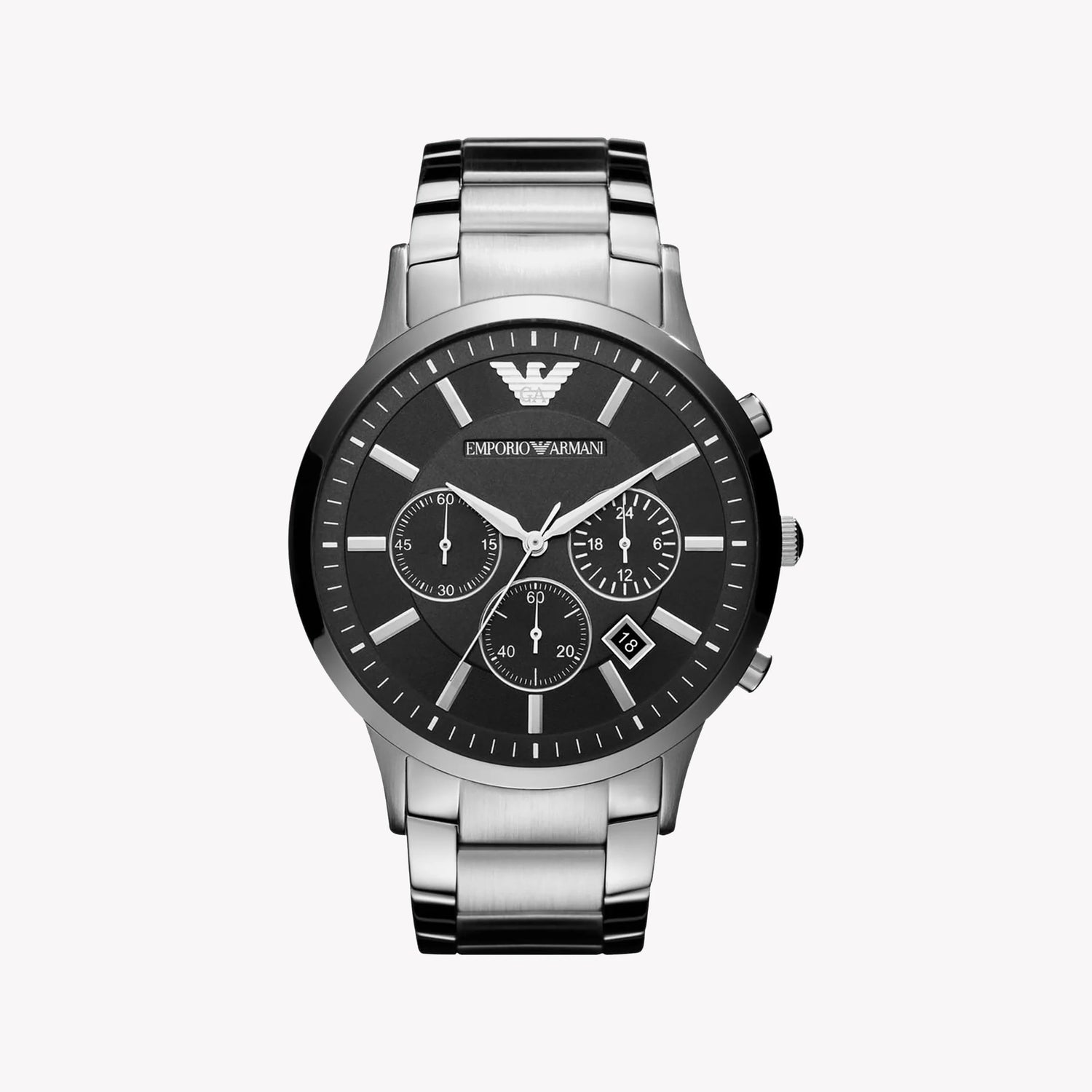 Emporio Armani Men's Silver Watch, Black Dial | Ar2460 by i-watch