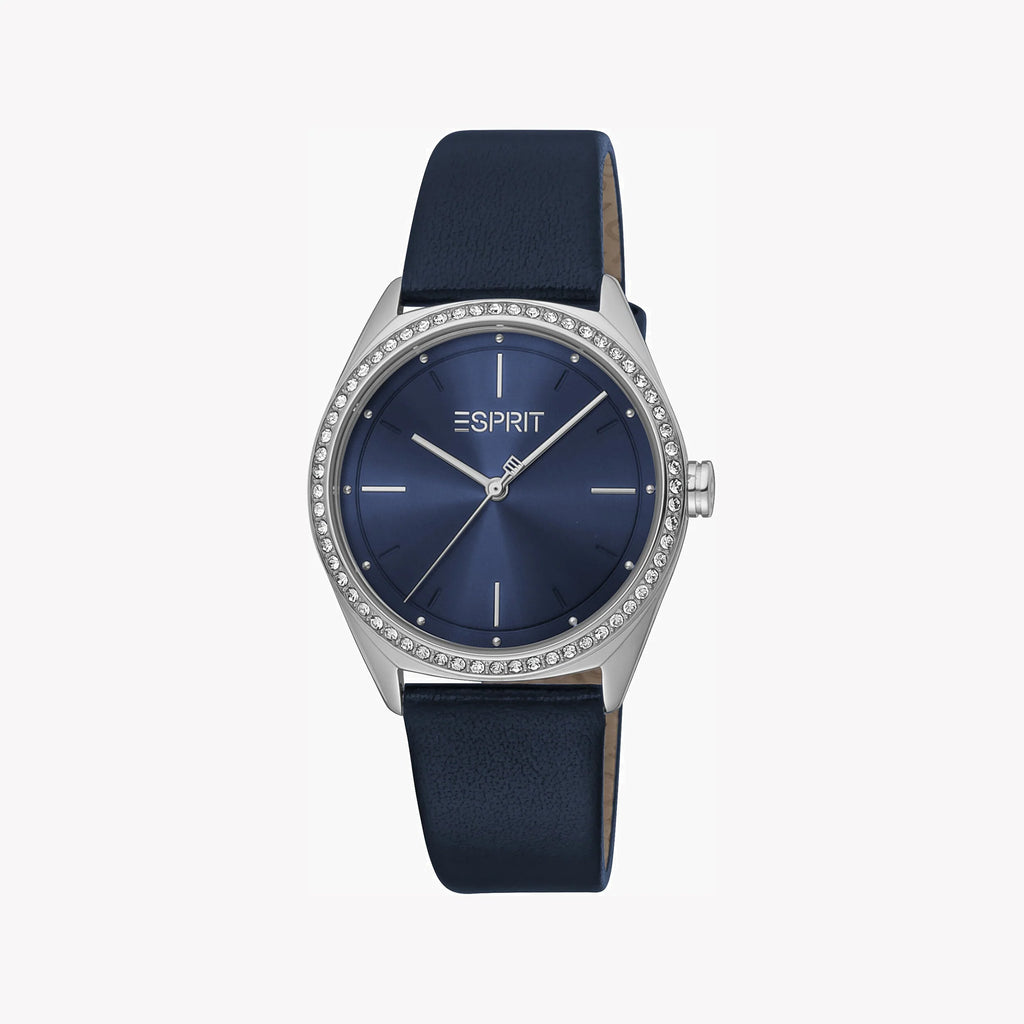 ESPRIT Women's Watch with Silver Stainless Steel Case and Blue Leather Band-i-Watch-2