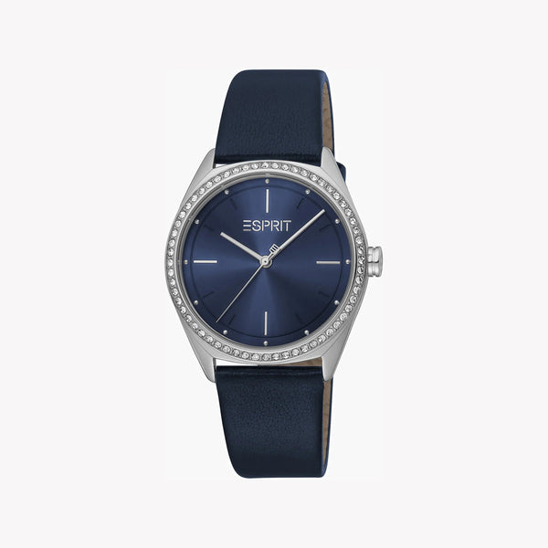 ESPRIT Women's Watch with Silver Stainless Steel Case and Blue Leather Band-i-Watch-2