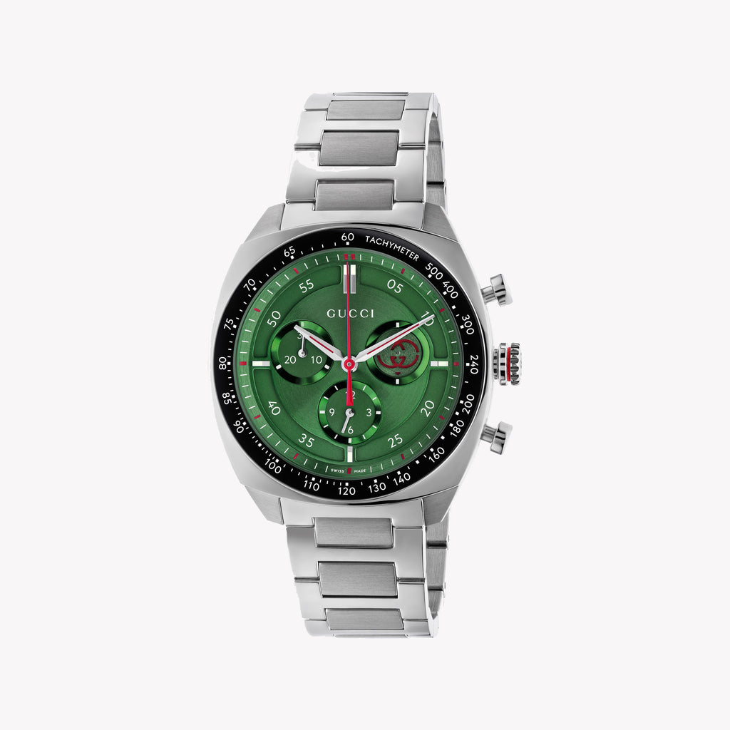 GUCCI YA142318 LUXURY TIMEPIECE - MODERN SILVER & GREEN DIAL MEN'S WATCH