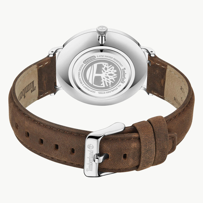 Timberland Men's Stainless Steel, Brown Leather | Tdwga0010901 by i-watch