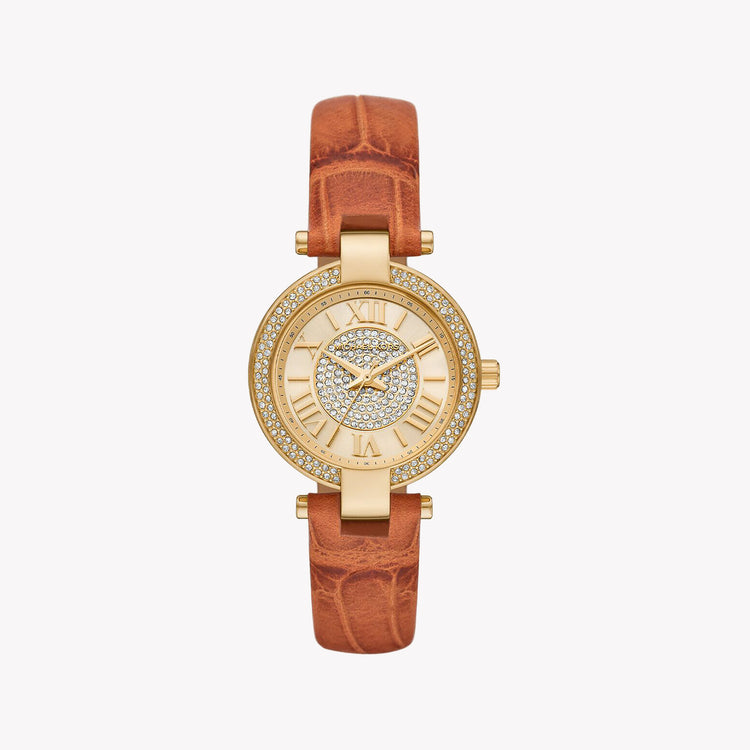 Michael Kors Women's Gold Watch, Brown Leather | MK2981