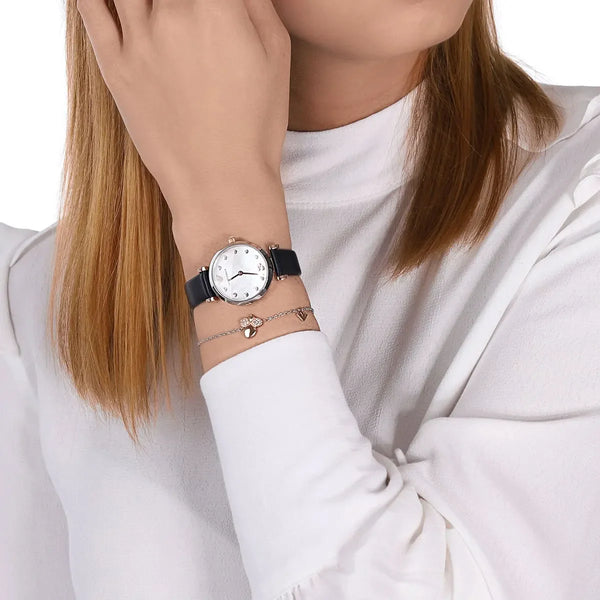 Emporio Armani Women's Silver Watch, Navy Leather | Ar80036 by i-watch