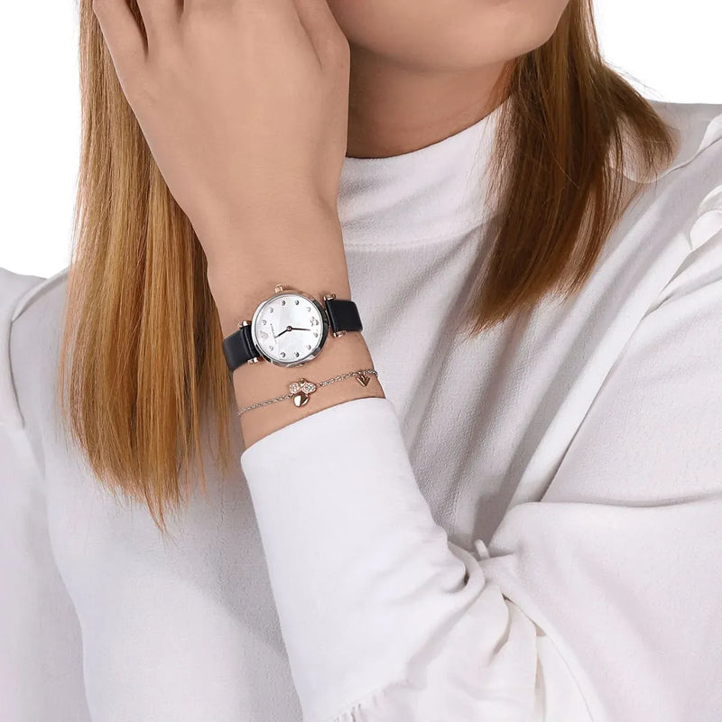Emporio Armani Women's Silver Watch, Navy Leather | Ar80036 by i-watch