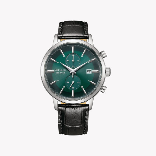 Citizen Ca7069-24x - Bold Sophistication Men's Chronograph Watch With Black Leather Band & Green Dial by i-watch