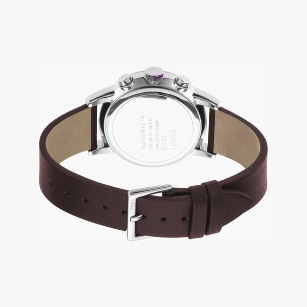 ESPRIT MEN'S ELEGANCE - STUNNING BROWN LEATHER & BLACK DIAL STAINLESS STEEL WATCH-i-Watch-3