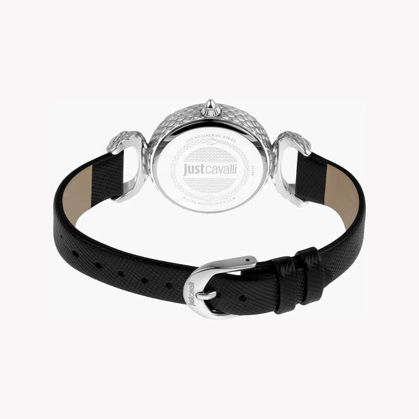 JUST CAVALLI Women's Watch with Silver Stainless Steel Case and Black Leather Band-i-Watch-3