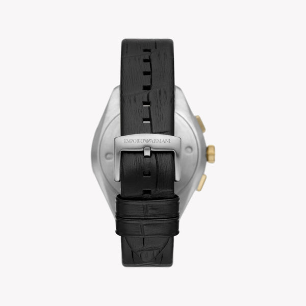 Emporio Armani Men's Silver Watch, Black Leather Band | Ar11498 by i-watch
