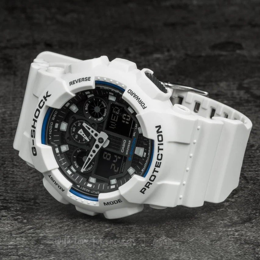 Casio Men's White Resin Watch, Black Dial | Ga-100b-7aer by i-watch