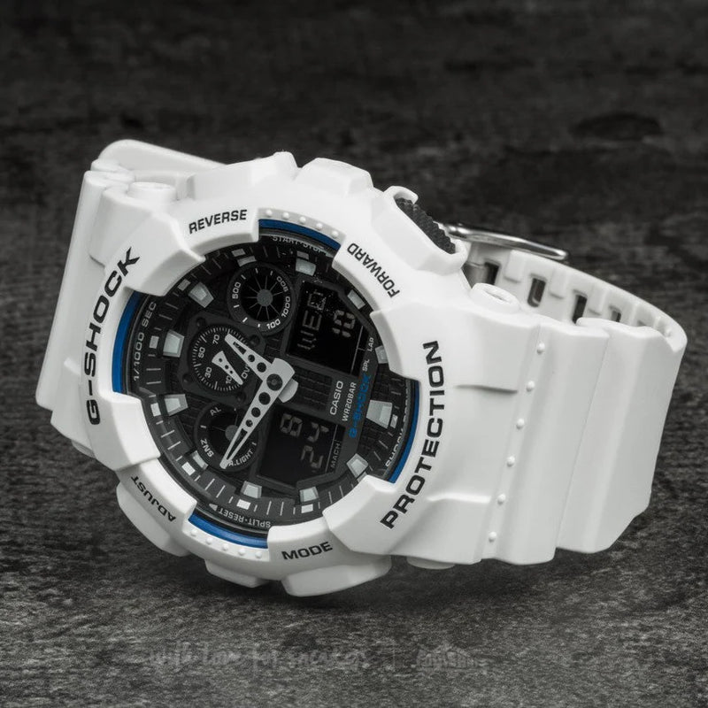 Casio Men's White Resin Watch, Black Dial | Ga-100b-7aer by i-watch