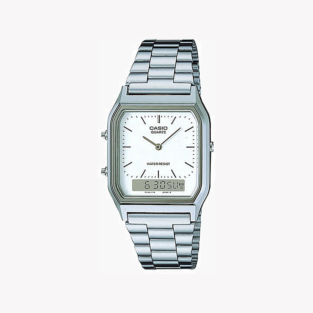 Casio Aq-230a-7dmq Elegant Timepiece - Versatile Silver Stainless Steel Dress Watch For All Occasions by i-watch