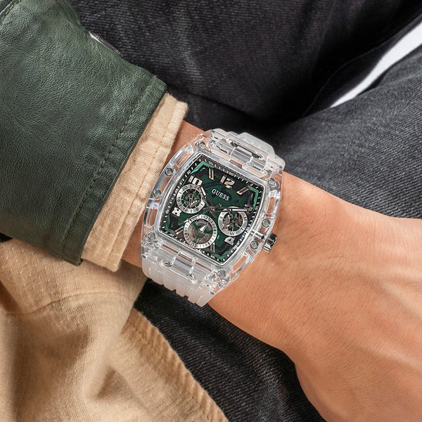 Guess Men's Silver Watch, Green Dial | Gw0499g8 by i-watch