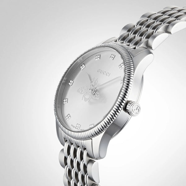 Gucci Women's Silver Stainless Steel Watch, Silver Dial | Ya1265019 by i-watch