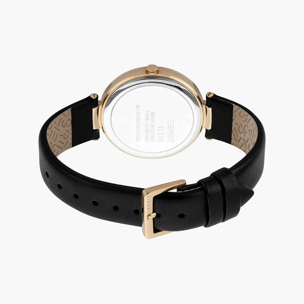 Esprit Women's Black Leather Watch, Silver Dial | Es1l162m0015 by i-watch