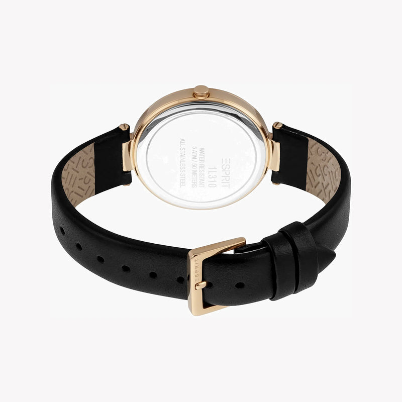 Esprit Women's Black Leather Watch, Silver Dial | Es1l162m0015 by i-watch