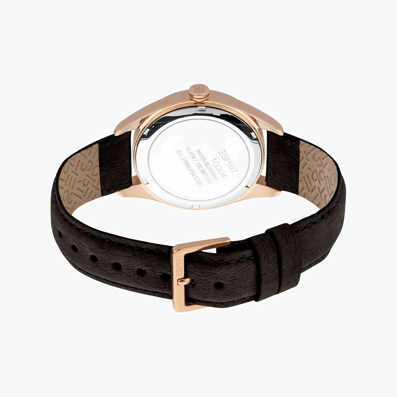 Esprit Men's Brown Leather Watch, Silver Dial | Es1g292m0035 by i-watch