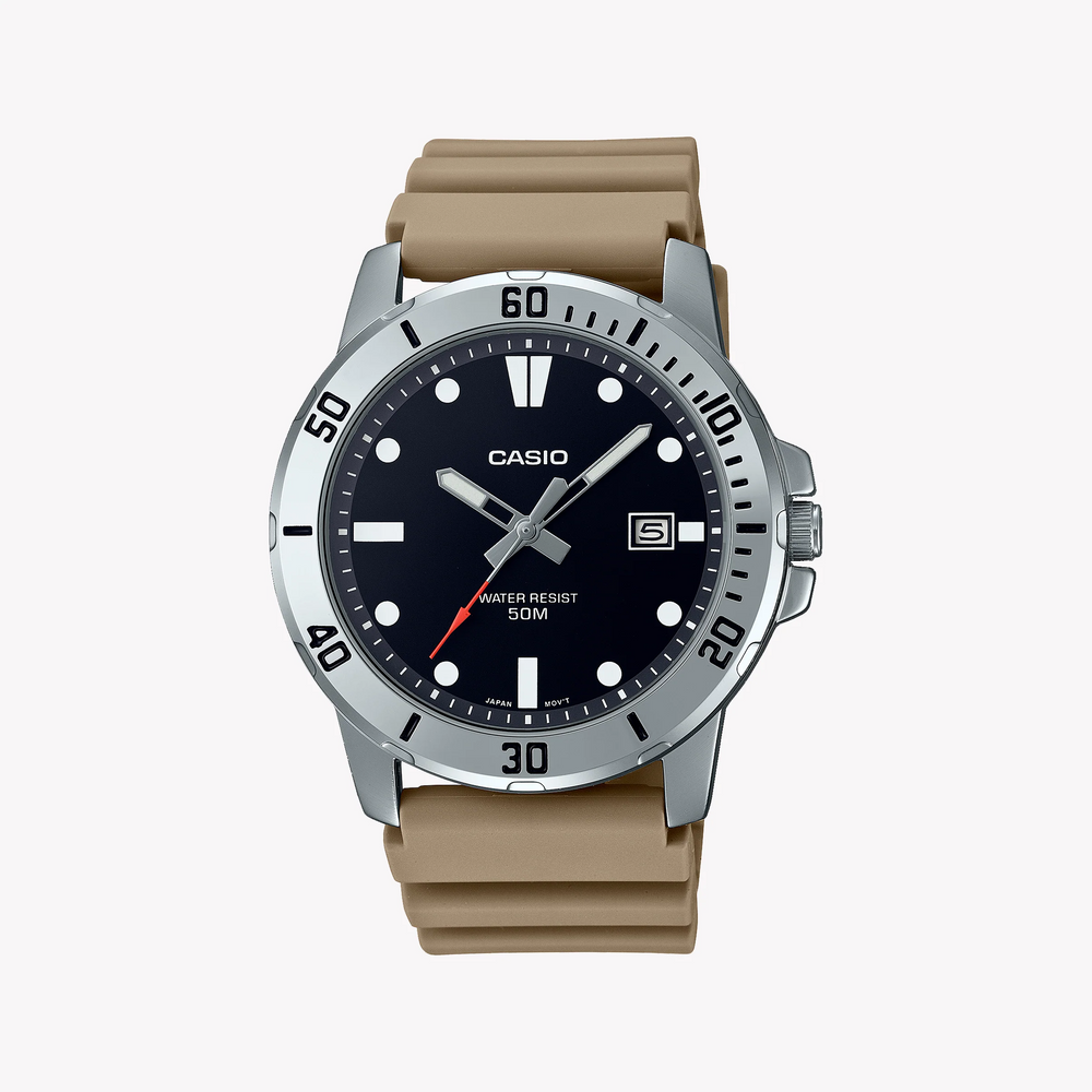 Casio Men's Silver Stainless Steel, Black Dial | Mtp-Vd01-5evudf by i-watch