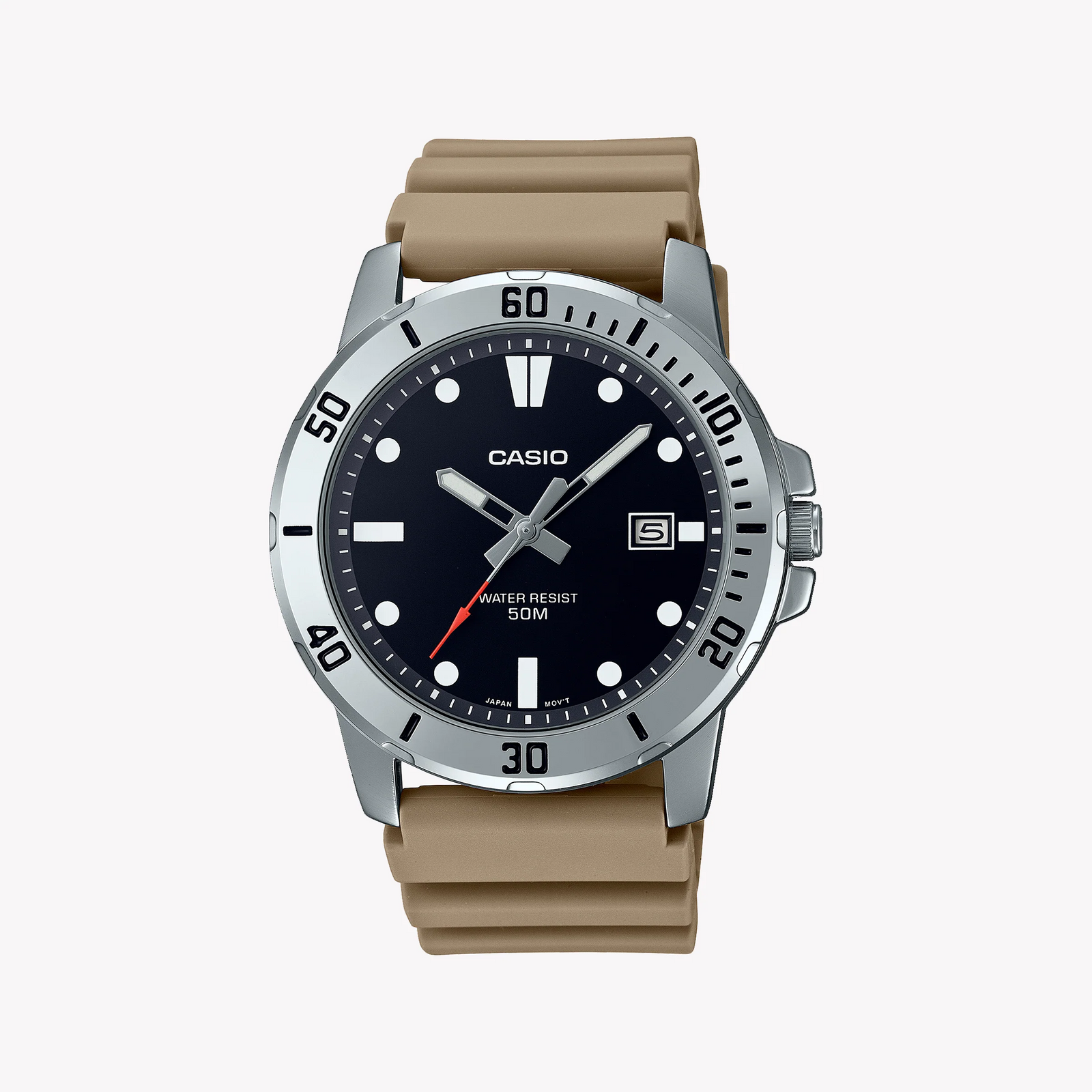 Casio Men's Silver Stainless Steel, Black Dial | Mtp-Vd01-5evudf by i-watch