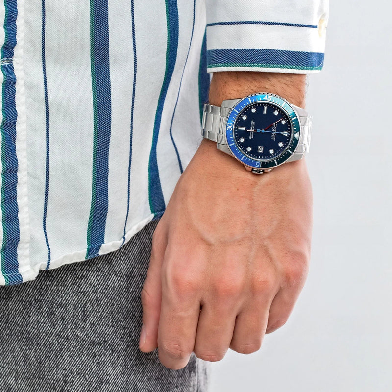 Esprit Men's Silver Stainless Steel Watch, Blue Dial | Es1g010m0035 by i-watch