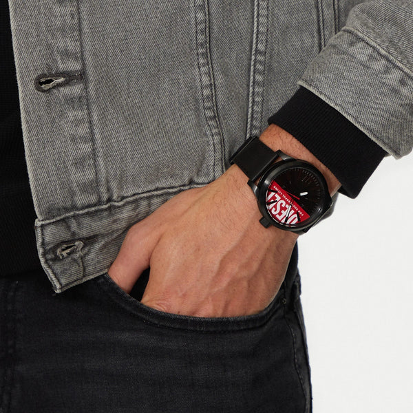 Diesel Men's Black Leather Watch, Stainless Steel Case | Dz2180 by i-watch