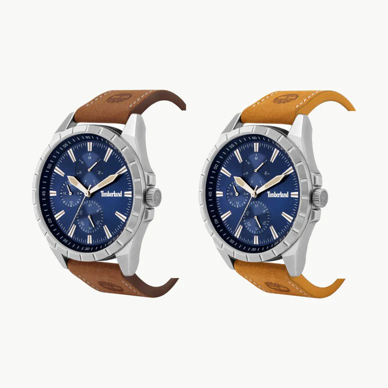 Timberland Men's Brown Leather Watch, Blue Dial | Tbl15909jys03as by i-watch