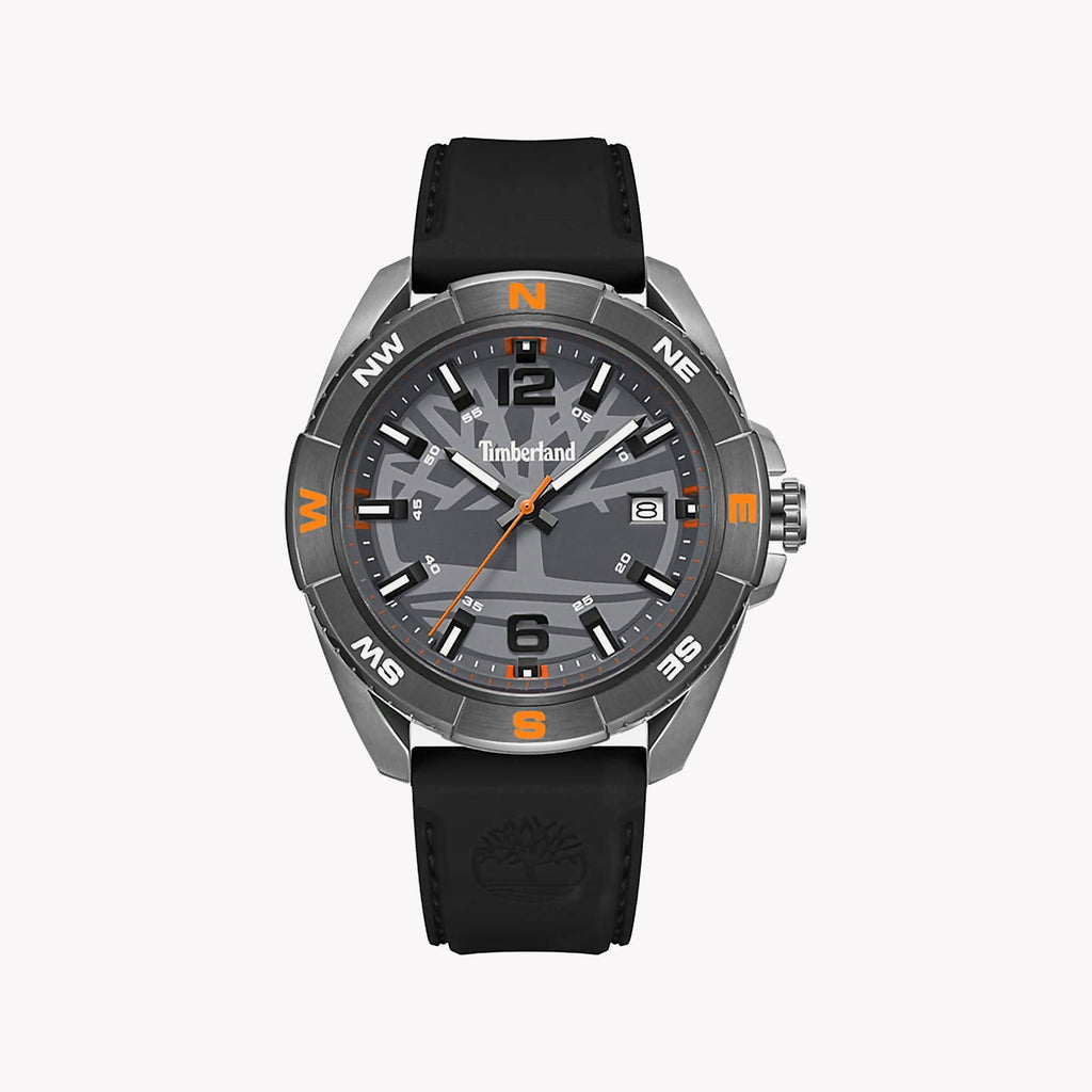 TIMBERLAND TDWGN2202104 RUGGED CHIC - MEN'S WATER RESISTANT WATCH WITH GRAY CASE & BLACK LEATHER BAND