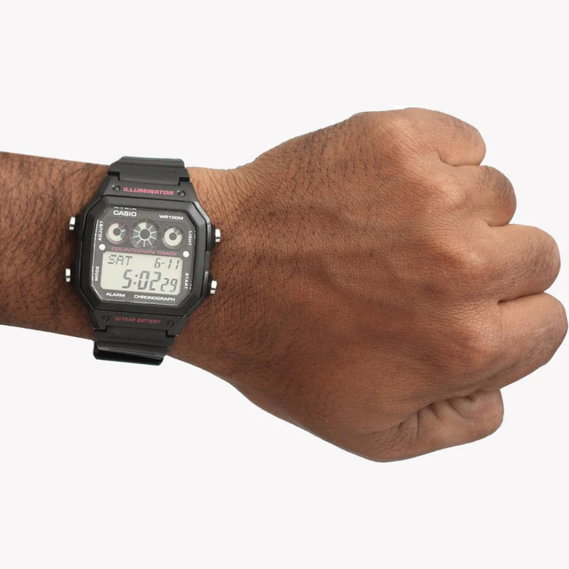 Casio Men's Black Resin Watch, Digital Display | Ae-1300wh-1a2vd by i-watch