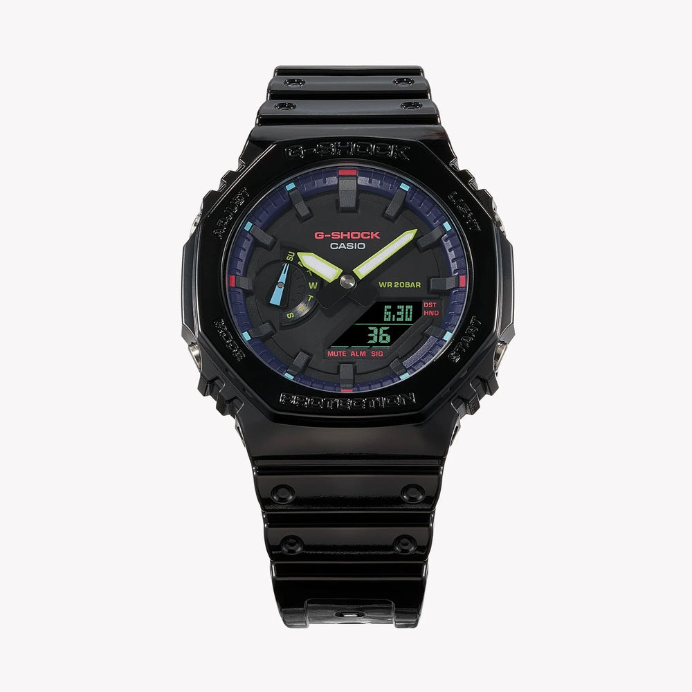 G-Shock Men's Black Resin Watch, Digital Dial | Ga-2100rgb-1adr by i-watch