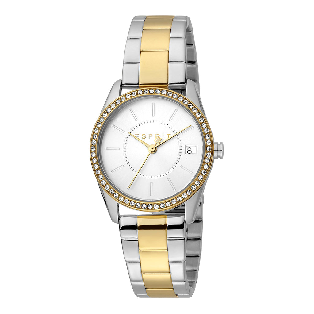 ESPRIT Women's Watch with Silver Stainless Steel Case and Silver & Gold Stainless Steel Band