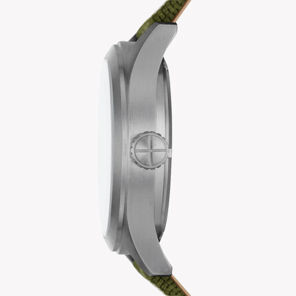 Fossil Men's Silver & Green Nylon Solar Watch, Black Dial | Fs5977 by i-watch