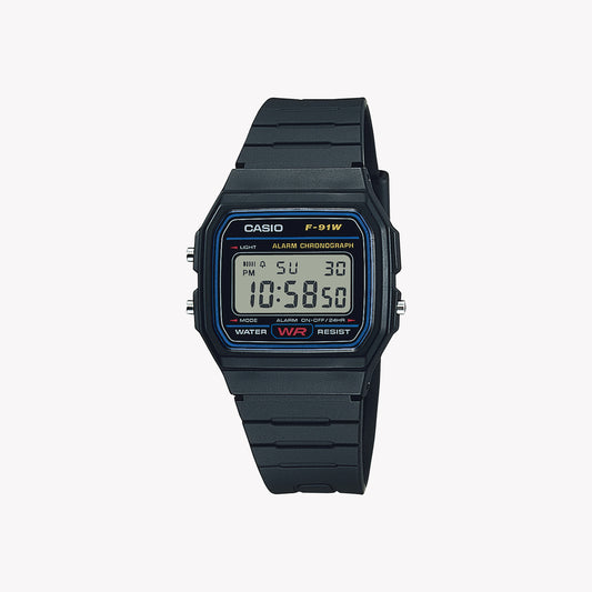 Montre unisexe numérique noire Casio F-91W-1